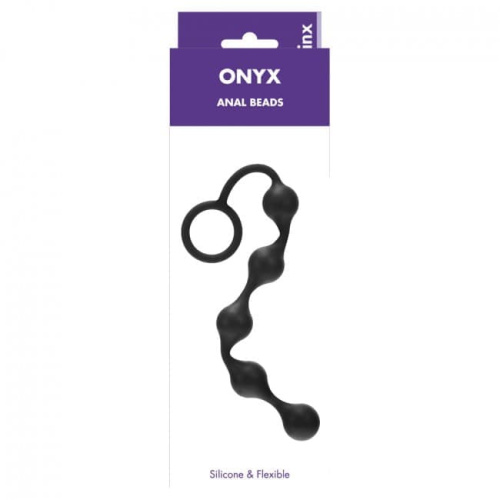 Kinx Onyx Silicone Anal Beads - анальний ланцюжок, 20.5х2.5 см (чорний) - купити в Києві, Україні