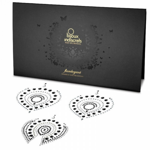Bijoux Indiscrets Flamboyant - украшения для груди и бикини со стразами, (черный)