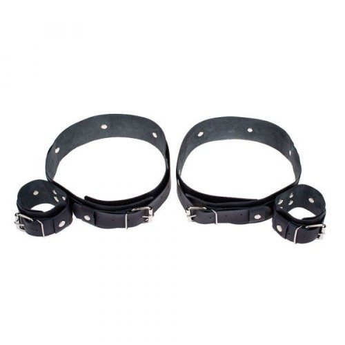 sLash Fixation Me Thigh Smooth Black - фиксаторы для запястий и бедер, 55.5 см и 27 см (чёрный)