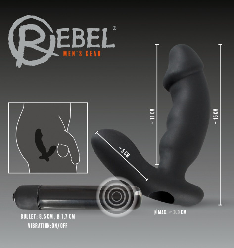 Orion  Rebel Cock-Shaped Vibe Prostata Vibrator - Массажер простаты, 15 см (черный)
