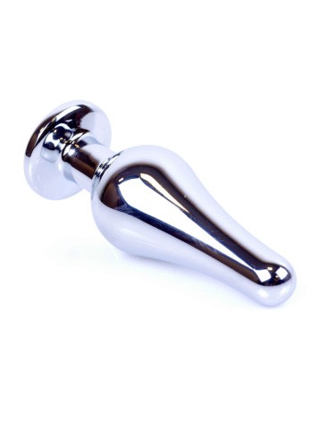 Boss Jewellery Silver Butt Plug Light Blue - Анальная пробка с кристаллом, 9,3х3 см (голубой)
