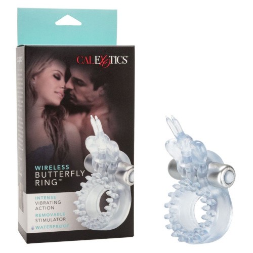 CalExotics Butterfly Beauty Orgasm Ring - віброкільце з метеликом, 8х3.2 см (прозорий) - купити в Києві, Україні