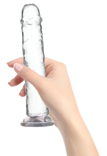 Прозрачный фаллоимитатор на присоске Crystal ADDICTION Vertical Dong 9″, 22,8 см ++ вибропуля в подарок