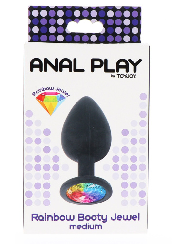Toy Joy Rainbow Booty Jewel Medium - Анальная пробка с радужным кристаллом в основании, 8х3.5 см (M)