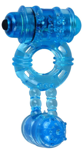 Эрекционное виброкольцо Alive: Double Ding Ring Blue