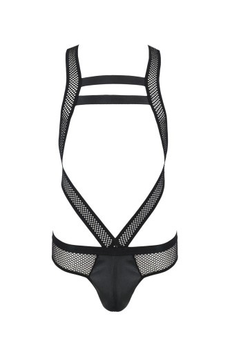 Passion - 045 BODY VICTOR black - Сексуальный боди на бретельках, XXL/XXXL