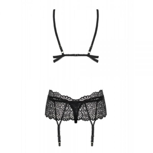Obsessive Mixty set - кружевной эротический комплект, L/XL (чёрный)