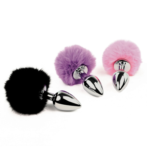 FeelzToys - Bunny Tails Butt Plug - Анальная пробка с пушистым хвостиком, 7х2.5 см (розовая)