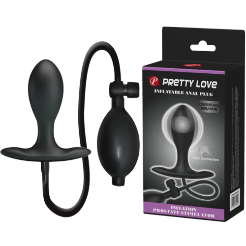 Pretty Love Inflatable Anla Plug Black - надувная анальна пробка со смещенным центром тяжести, 15 см (черный)