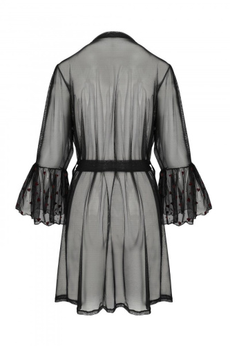 Passion Lovelia Peignoir - Романтичний пеньюар, чорний XXL/XXXL - купити в Києві, Україні