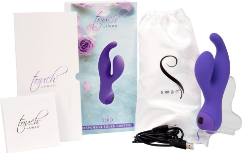 Bms Factory Touch by Swan - Solo Purple - Вибратор-кролик с сенсорным управлением для точки G, 18х3.4 см (фиолетовый)