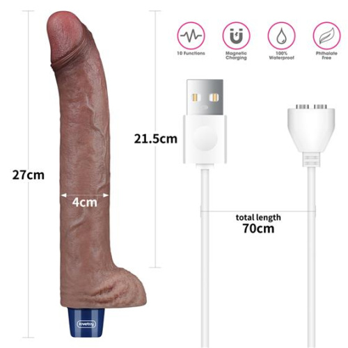 Реалистичный вибратор LoveToy Real Softee Rechargeable Silicone Vibrating Dildo 11", 27 см
