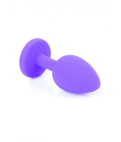 Boss Jewellery Purple Silikon Plug Small Red Diamond - Анальная пробка с кристаллом, 7х2.7 см (фиолетовый с красным)