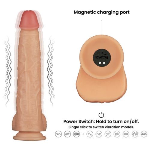 Реалистичный вибратор LoveToy Vibrating Power Basics Cock, 28,3 см