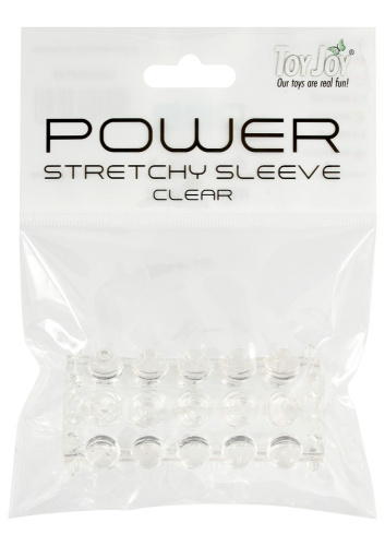 Toy Joy Power Stretchy Sleeve - стимулирующая насадка на член, 6.5х2 см (прозрачный)