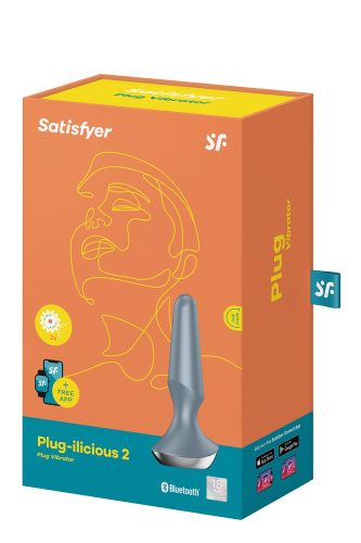 Satisfyer Plug-ilicious 2 - Анальная смарт-пробка, 14х3 см, (серая)