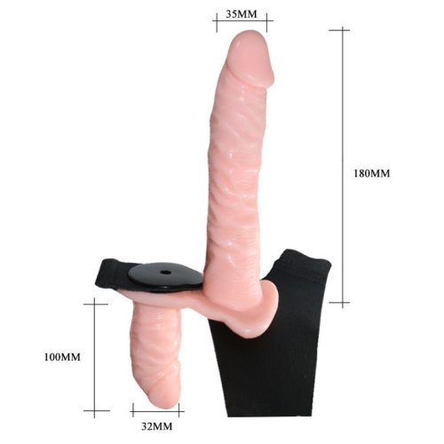 Подвійний страпон LyBaile Ultra Passionate Harness Doble Heads, 18 см - купити в Києві, Україні