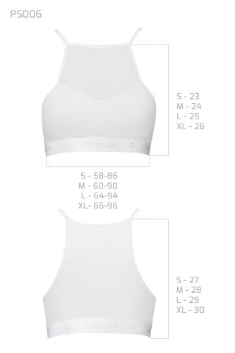 Passion PS006 top спортивный топ с прозрачной вставкой, XL (белый)