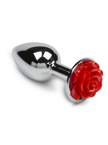 Пикантные Штучки Rose Small - маленькая анальная пробка с розой в основании, 6х3 см (красный)