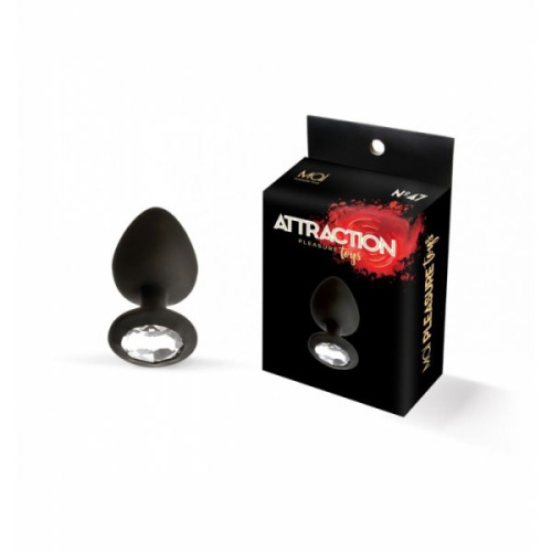 MAI Attraction Toys №47 анальная пробка с кристаллом, 7х2,5 см (чёрный)