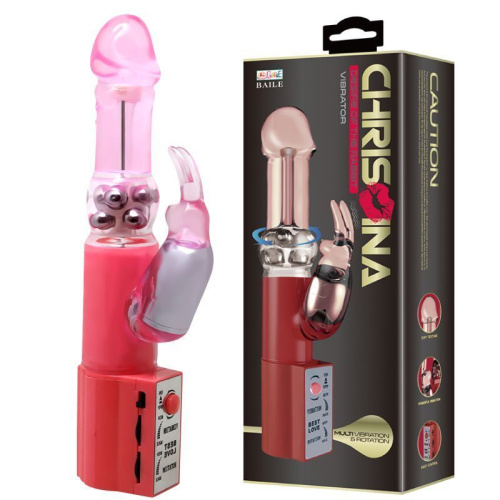 LyBaile Pretty Love Christina Vibrator with Bunny - Hi-tech вибратор кролик с ротацией, 28х2.5 см (розовый)