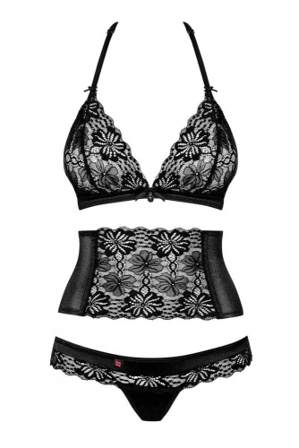 Obsessive 846-SEG-1 set - кружевной эротический комплект, L/XL (чёрный)
