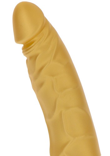 Get Real Gold Dicker Slim Vibrator - Вибратор на батарейках, 16х4.7 см (золотистый)