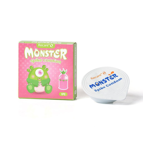 Насадка на член Recare Green Monster Spike Condom (с рядом шариков и усиками на кончике)