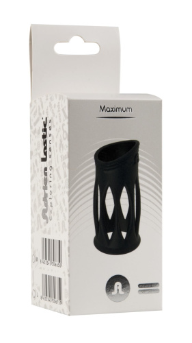Adrien Lastic Maximum размер L - открытая ребристая насадка на пенис, размер L, 9х3.2 см. (синяя)