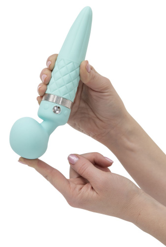 Pillow Talk Sultry Teal - вибромассажер с ротацией и подогревом, 21х2.8 см (голубой)