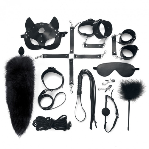 Art of Sex - Maxi BDSM Set Leather - Набор BDSM 13 предметов из натуральной кожи (чёрный)