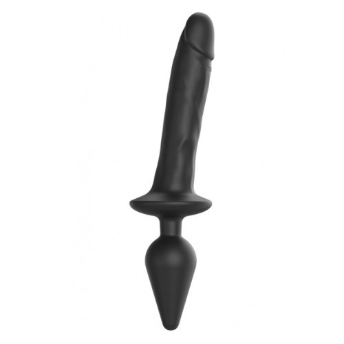 Strap-On-Me Switch Plug-In Dildo Realistic, XXL - Фаллоимитатор с анальной пробкой, 17.7х3.9 см и 9.4х5.2 см (чёрный)