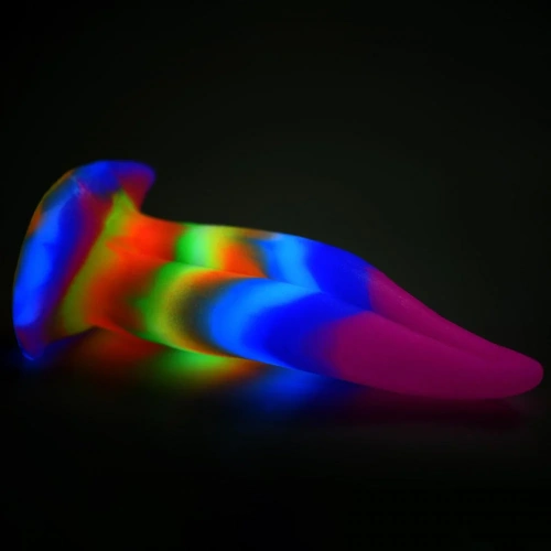 Creature Cocks Unicorn Kiss Glow-in-the-Dark Dildo - фантазийный светящийся в темноте фаллоимитатор язык Единорога,  21.3х5.8 см (радужный)