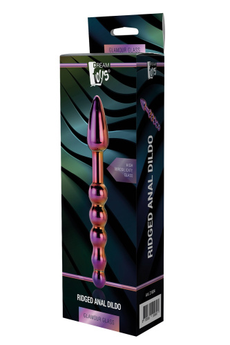  Dream Toys Glamour Glass Ridged Anal Dildo  - Анальный стимулятор, 18 см (радужный)