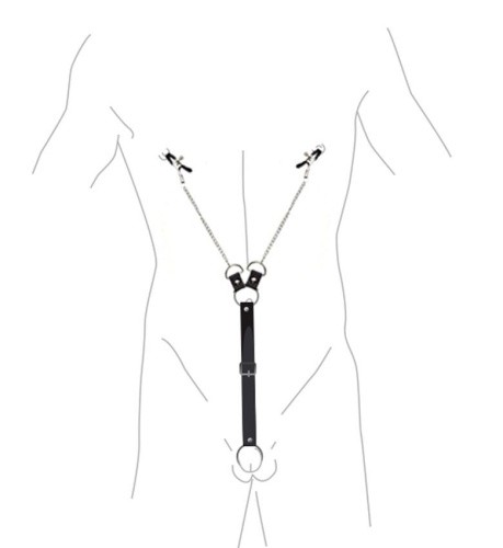 Art of Sex - Nipple Clamps for Men - Зажимы для сосков с фиксацией на мошонке