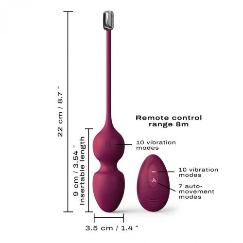 Dorcel Love Balls - Вагинальные шарики с вибрацией, 3.5 см (слива)