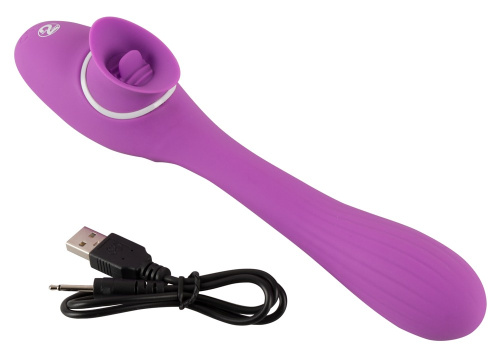 You2Toys 2 Function Bendable Vibe вибратор с вагинально-клиторальной стимуляцией и шаловливым язычком, 22.3х3.4 см