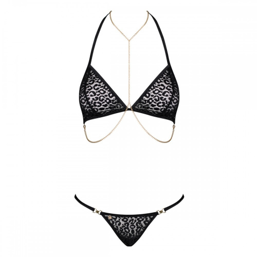 Obsessive Pantheria 2-pcs set black - Сексуальний леопардовий комплект, L/XL - купити в Києві, Україні