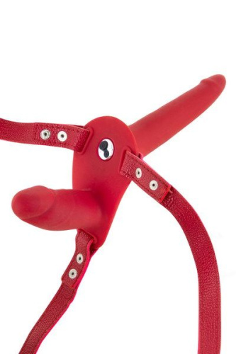 Двойной страпон Fetish Tentation Vibrating Strap-On with Double Dildo, 15 см