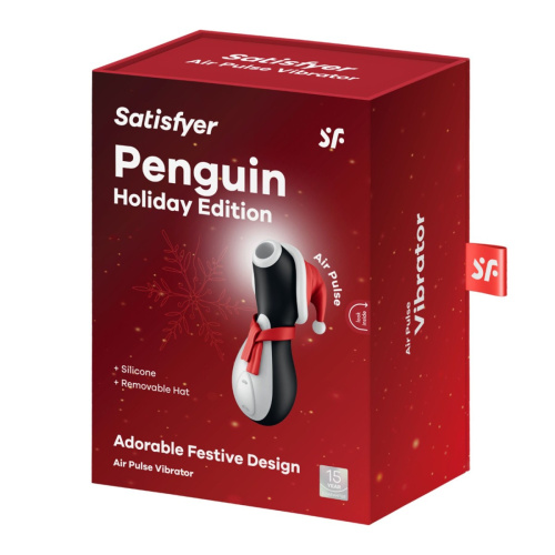 Satisfyer Penguin Holiday Edition – Вакуумний стимулятор, 12,5 см (чорний з білим) - купити в Києві, Україні