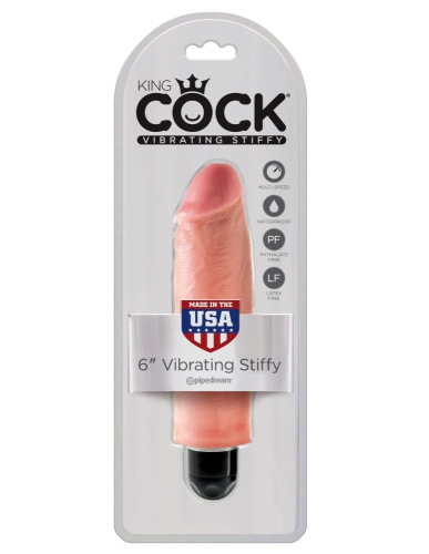 Pipedream King Cock 6 Vibr Stiffy Flesh - Вибромассажер, 17,8х4,2 см (телесный)
