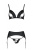 Passion Miley Set - Комплект из эко-кожи: трусики, бюстгальтер, пояс для чулок, S/M (чёрный)