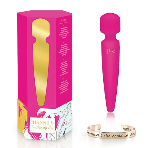 Rianne S Bella Mini Wand Rose вибромассажер 10 режимов, 19х4 см (ярко розовый)