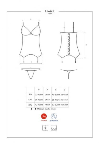 Корсет с подвязками для чулок Obsessive Lovica corset (L/XL)