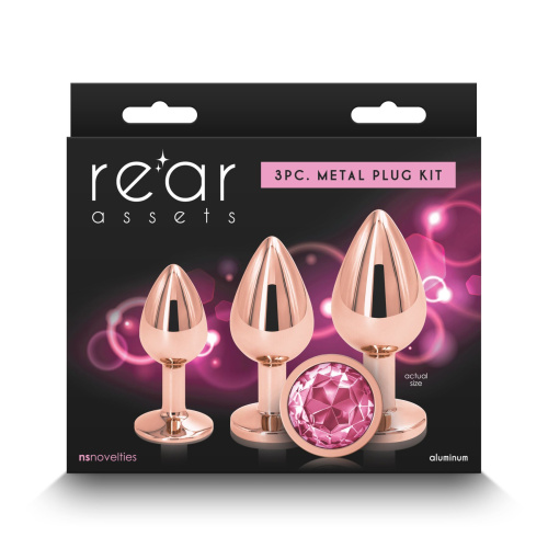 Набор анальных пробок NS Novelties Rear Assets - Trainer Kit - Rose Gold