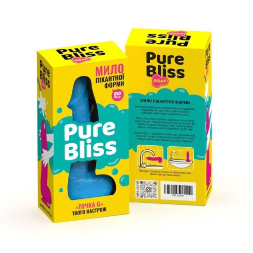 Pure Bliss Big - Крафтове мило-член з присоскою, 18х4.2 см (блакитний) - купити в Києві, Україні