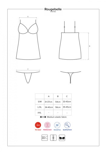 Obsessive Rougebelle babydoll - соблазнительный бэби долл, L/XL (красный)