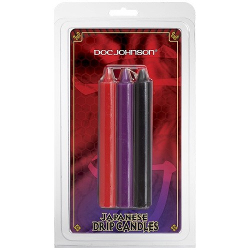 Doc Johnson Japanese Drip Candles 3 Pack Multi-Colored - Набор низкотемпературных БДСМ-свечей (3 шт)