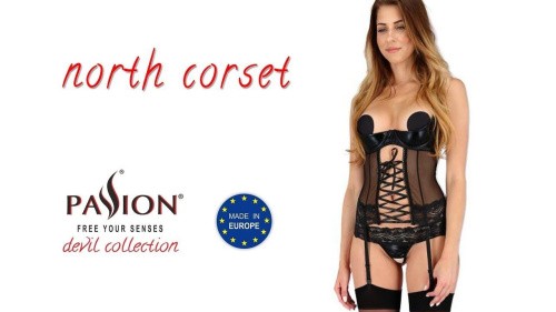Passion Exclusive North Corset - Корсет з відкритими грудьми, S/M - купити в Києві, Україні