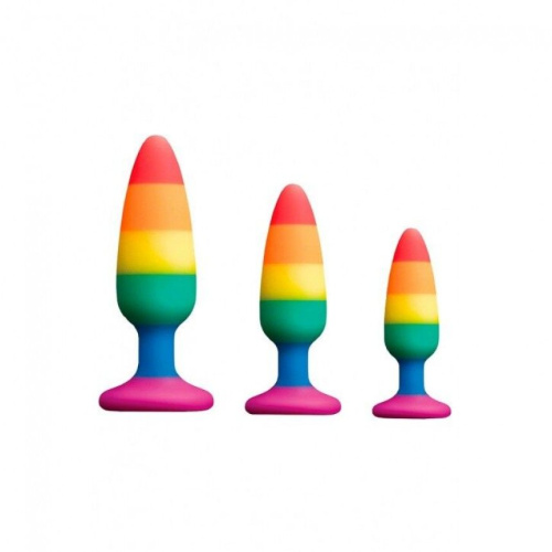 Wooomy Hiperloo Silicone Rainbow Plug M - Анальна пробка, 11х2.9 см - купити в Києві, Україні